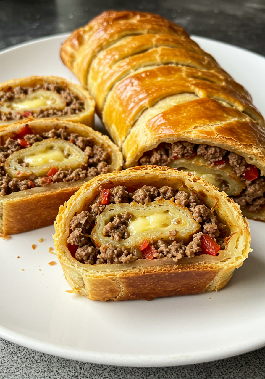 Blätterteig gefüllt mit Hackfleisch und Käse - kochemitmir Blätterteig gefüllt mit Hackfleisch und Käse - kochemitmir