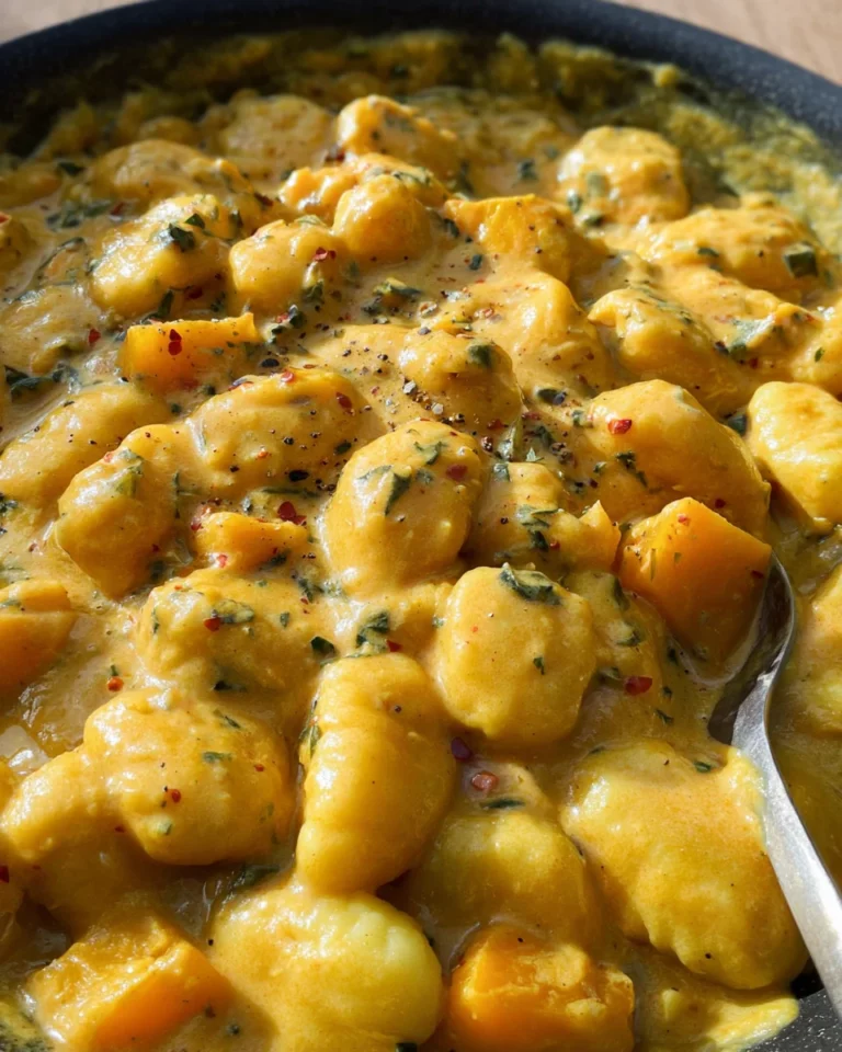 Cremige Gnocchi-Pfanne mit Kürbis und Curry