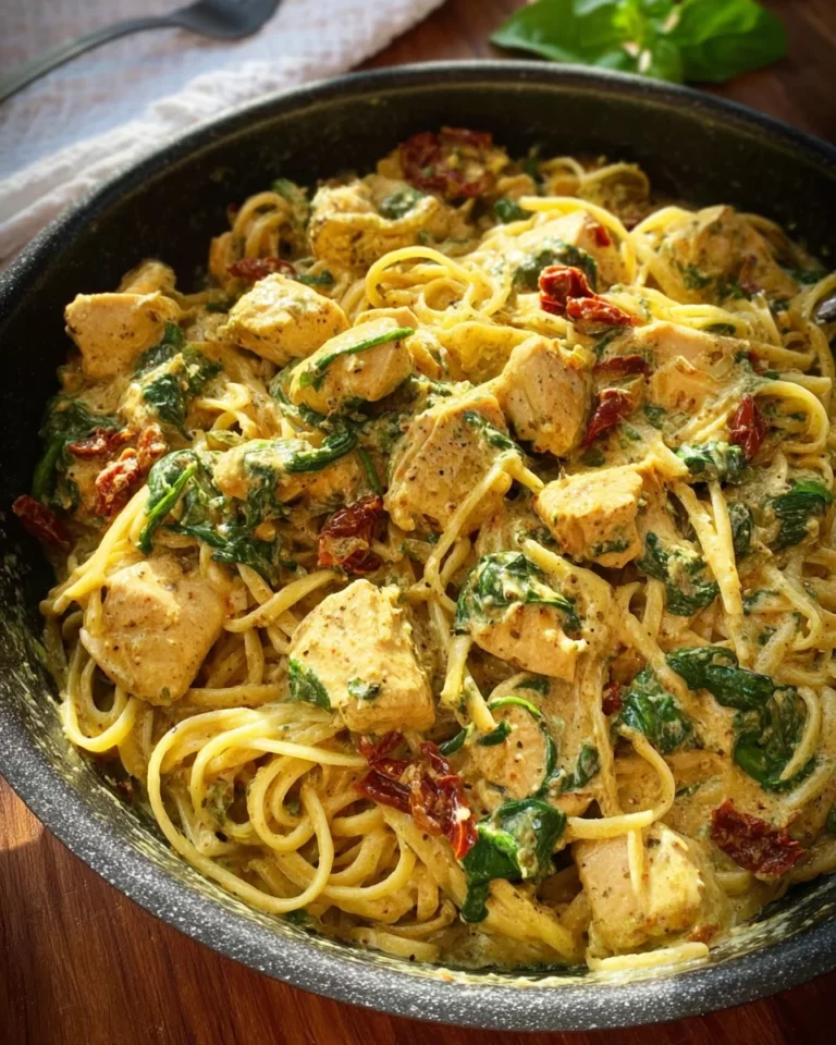 Cremige Pasta-Pfanne mit Hähnchen und Pestosauce