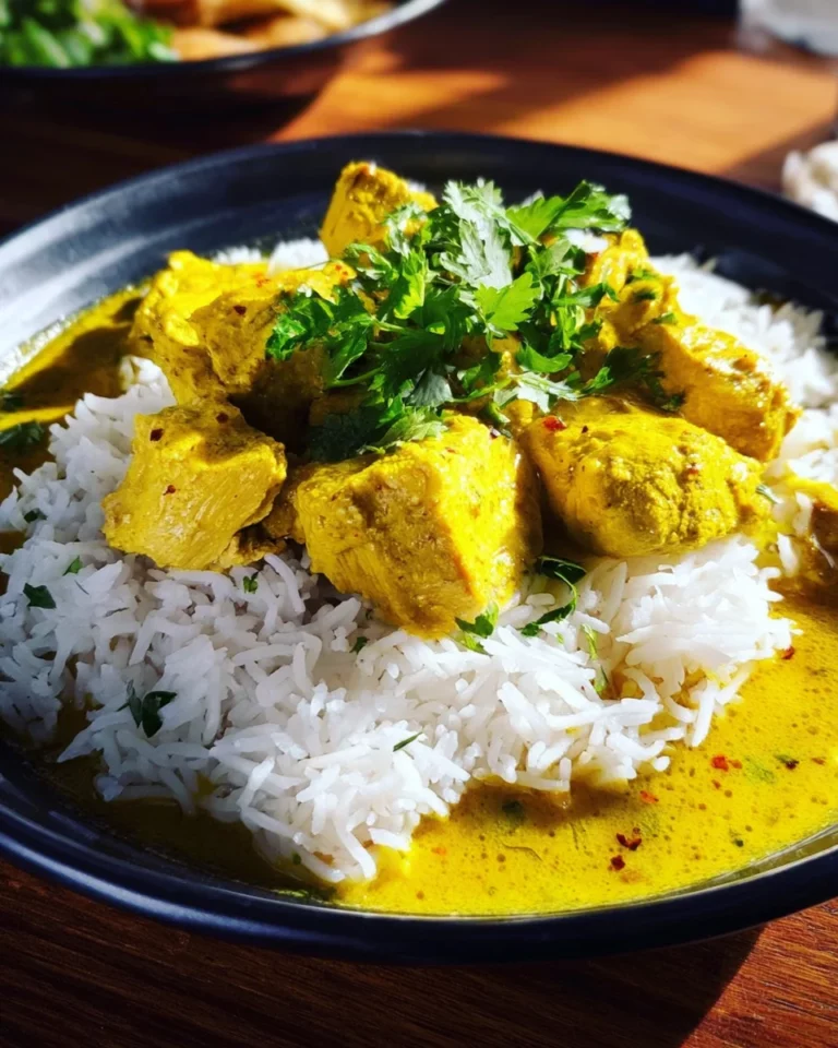 Cremiges Hähnchen-Curry mit Kokosmilch und Reis