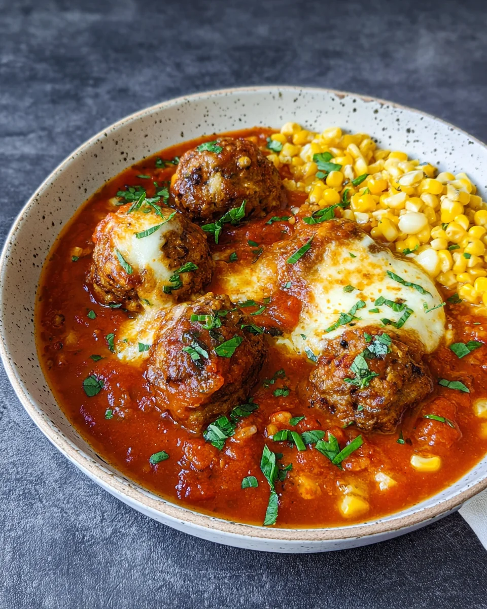 Fleischbällchen aus dem Ofen mit Tomatensauce und Mozzarella