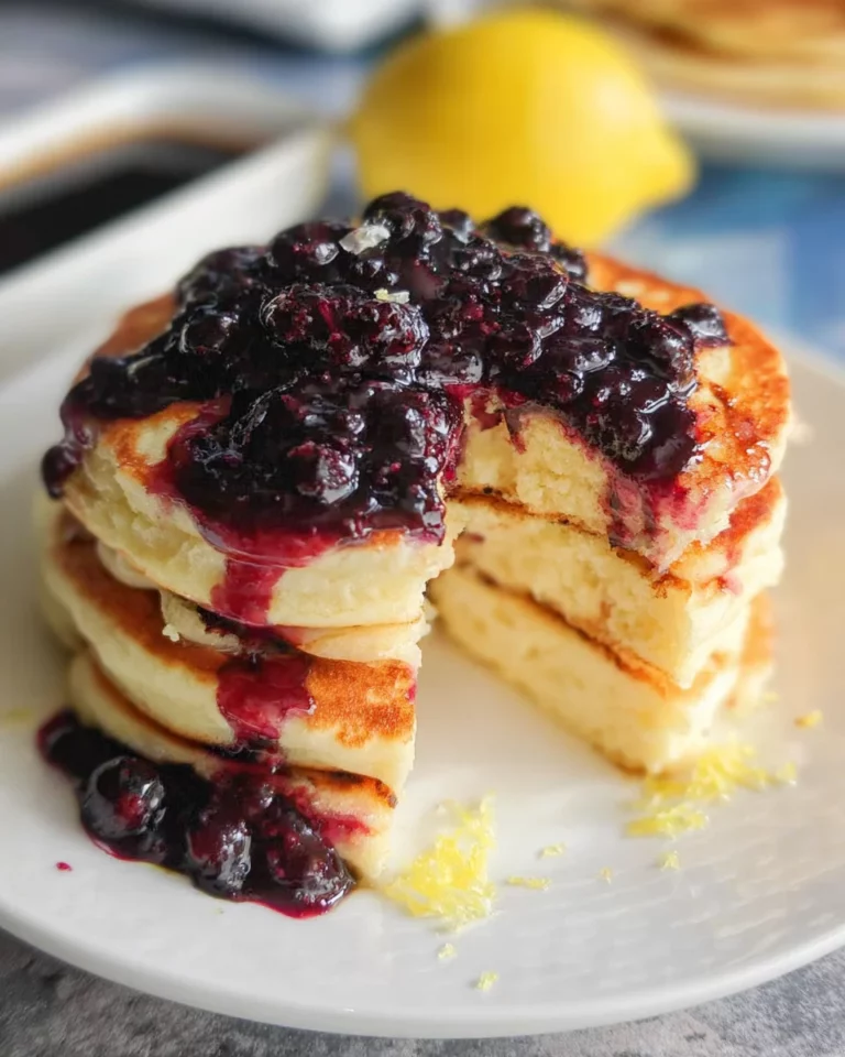 Fluffige Pancakes mit Blaubeer Sauce