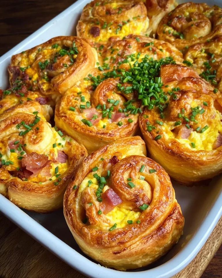 Frühstücksrollen mit Rührei, Käse und Speck