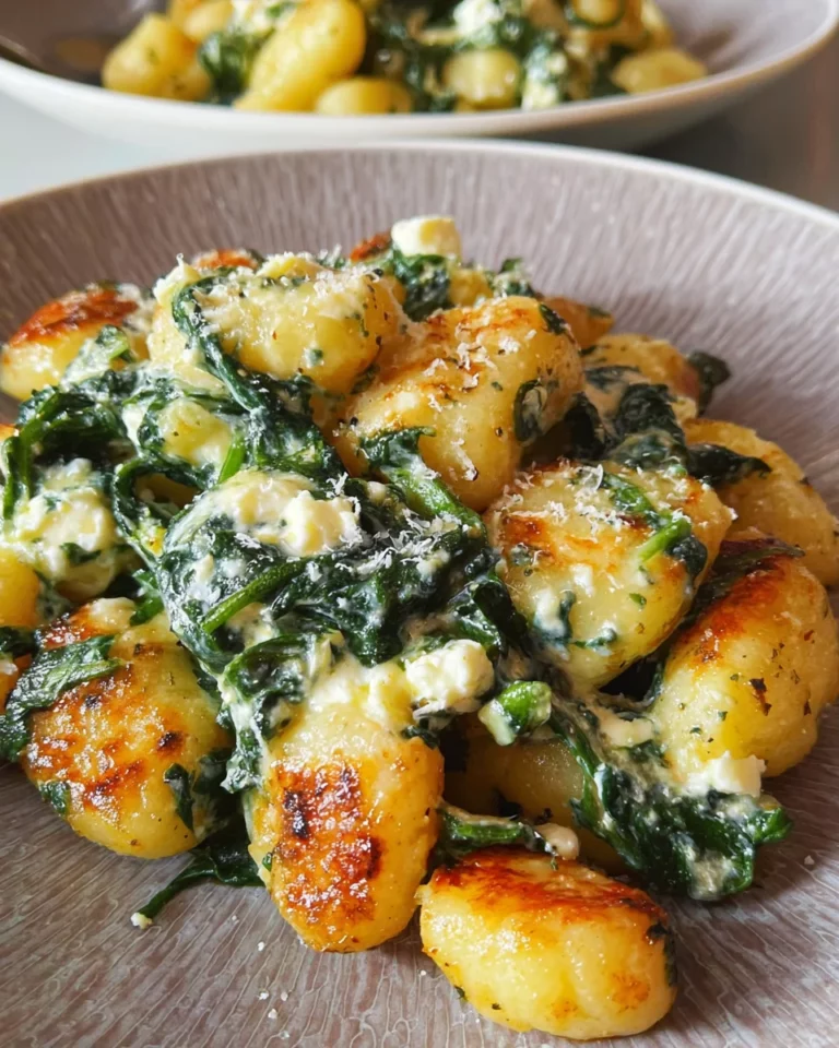 Gnocchi Pfanne mit Spinat und Feta - einfach & schnell