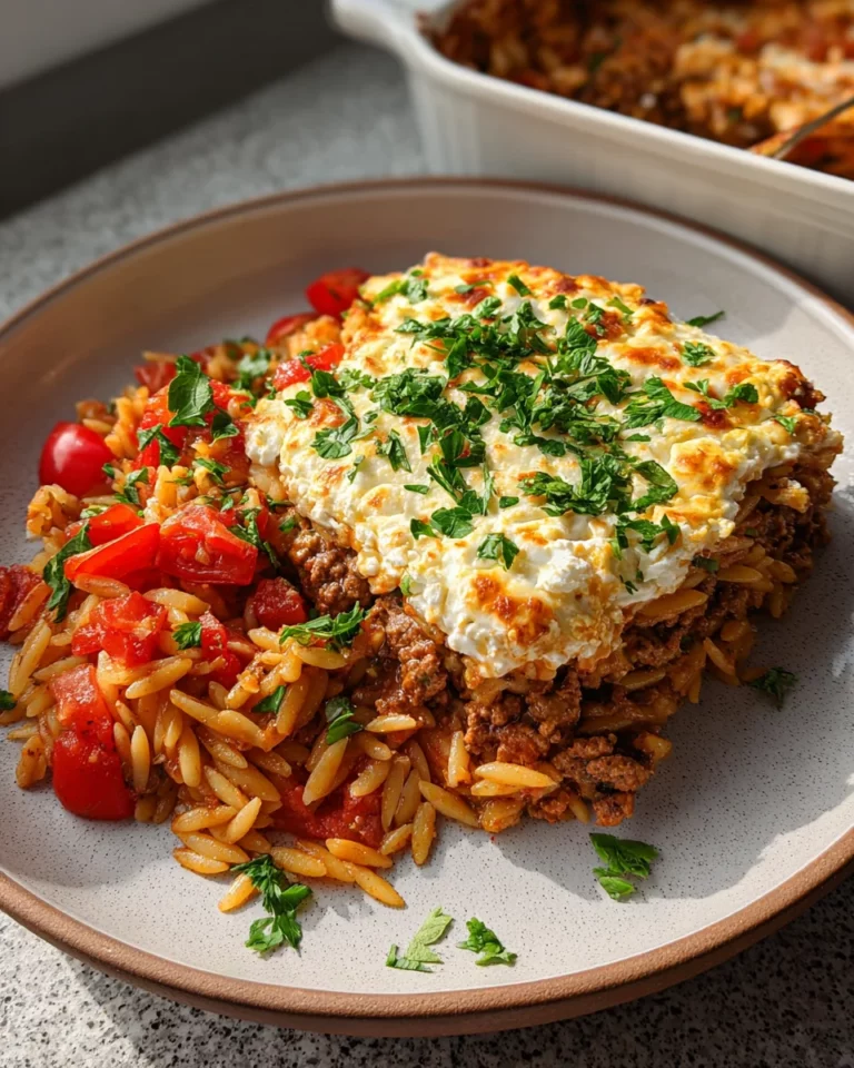 Griechischer Hackfleischauflauf Mit Kritharaki Und Feta