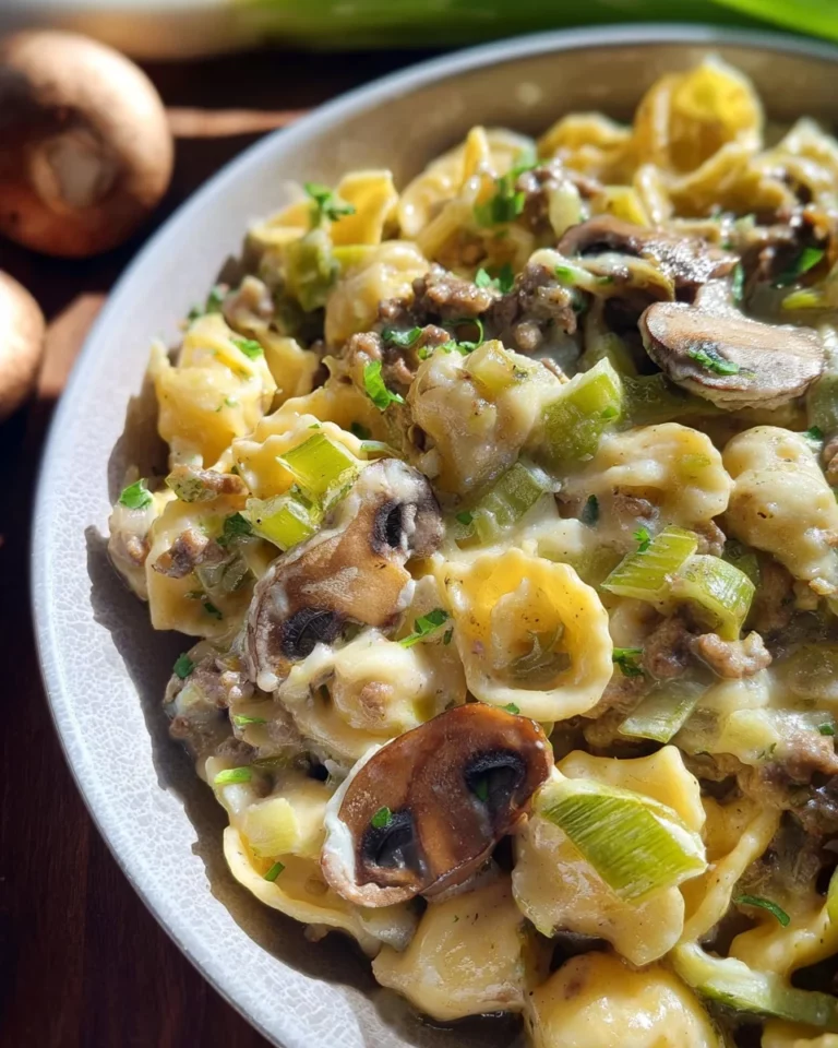 Käse-Lauch Pasta mit Hackfleisch