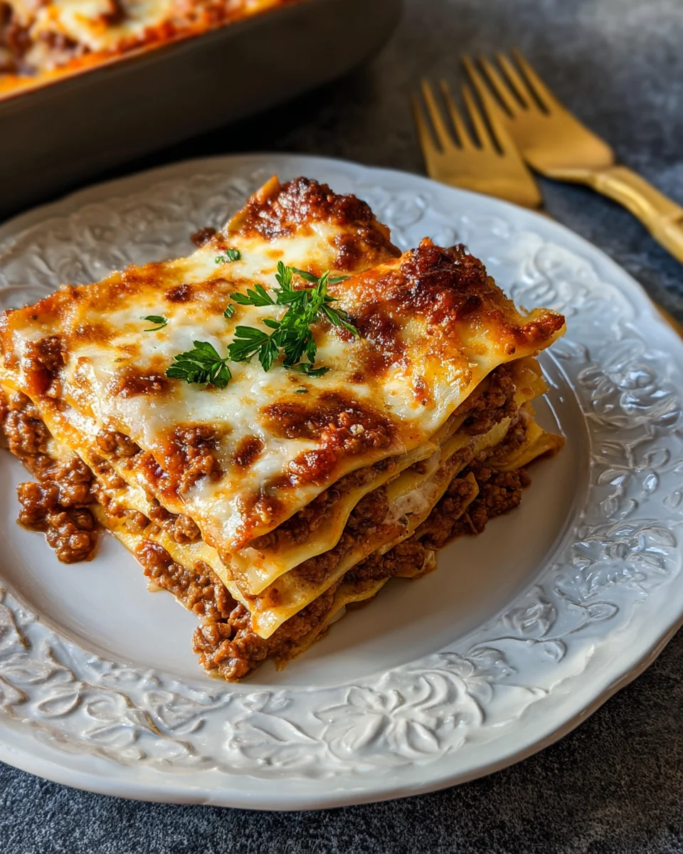Klassische Lasagne Bolognese mit Bechamelsoße