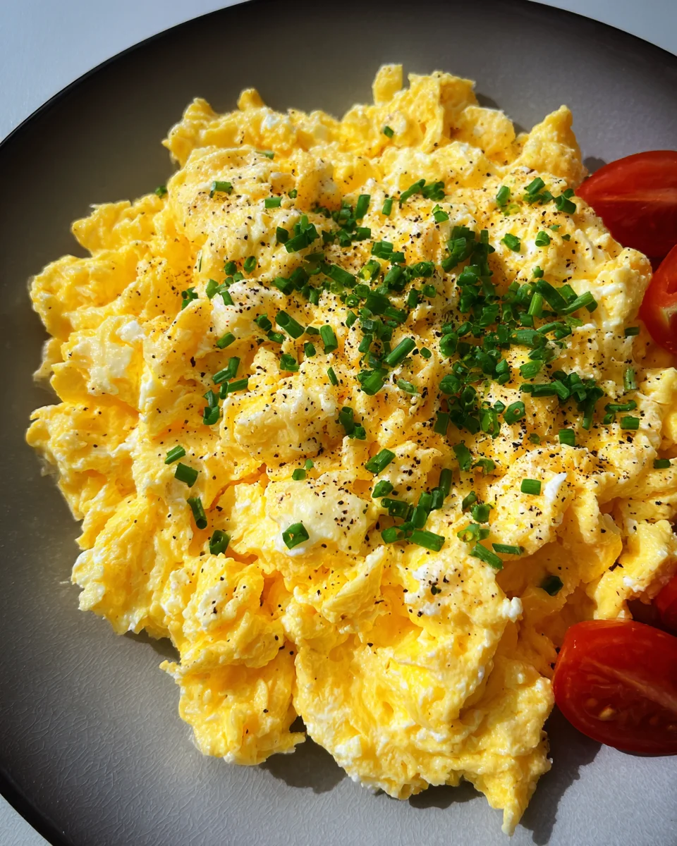 Leckeres Rührei mit Hüttenkäse