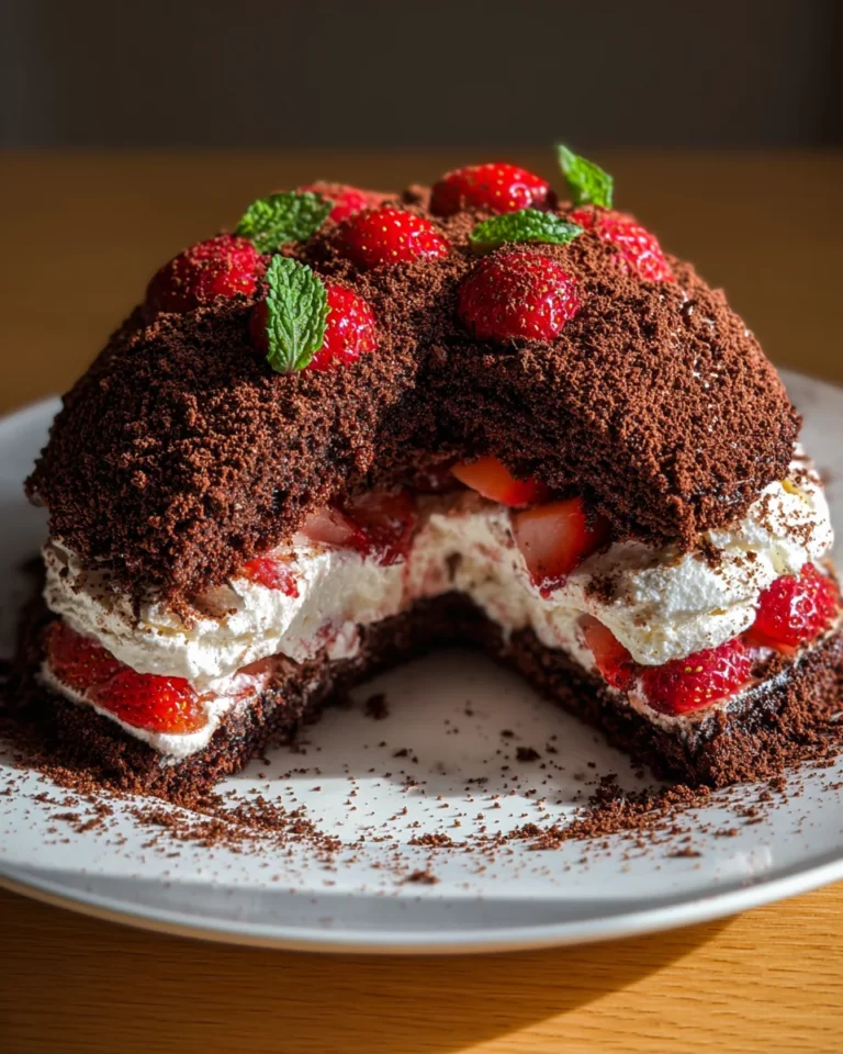 Maulwurfkuchen mit Erdbeeren