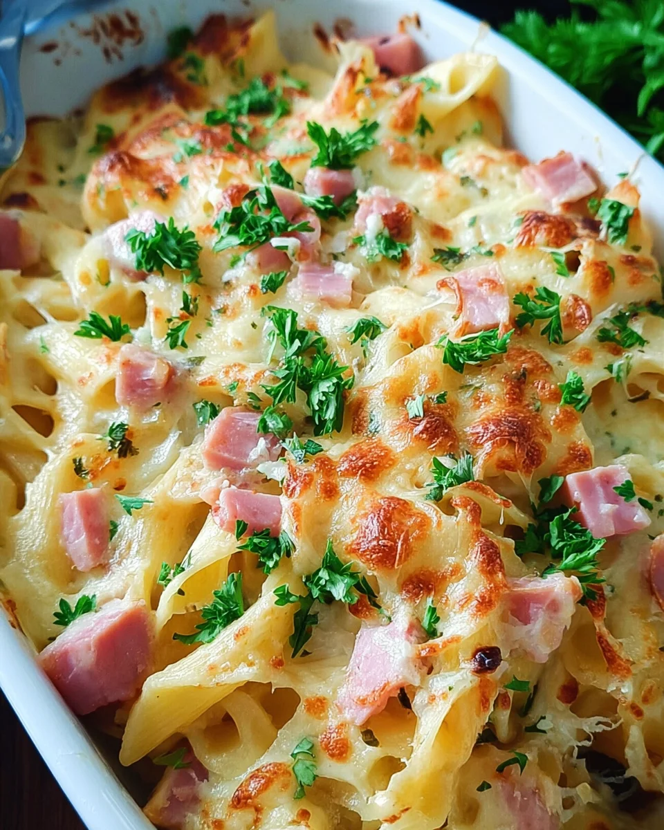 Nudel-Schinken-Gratin