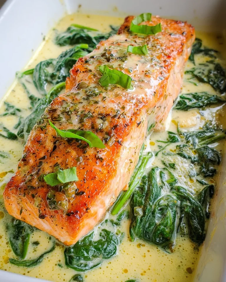 Ofenlachs mit cremigem Spinat