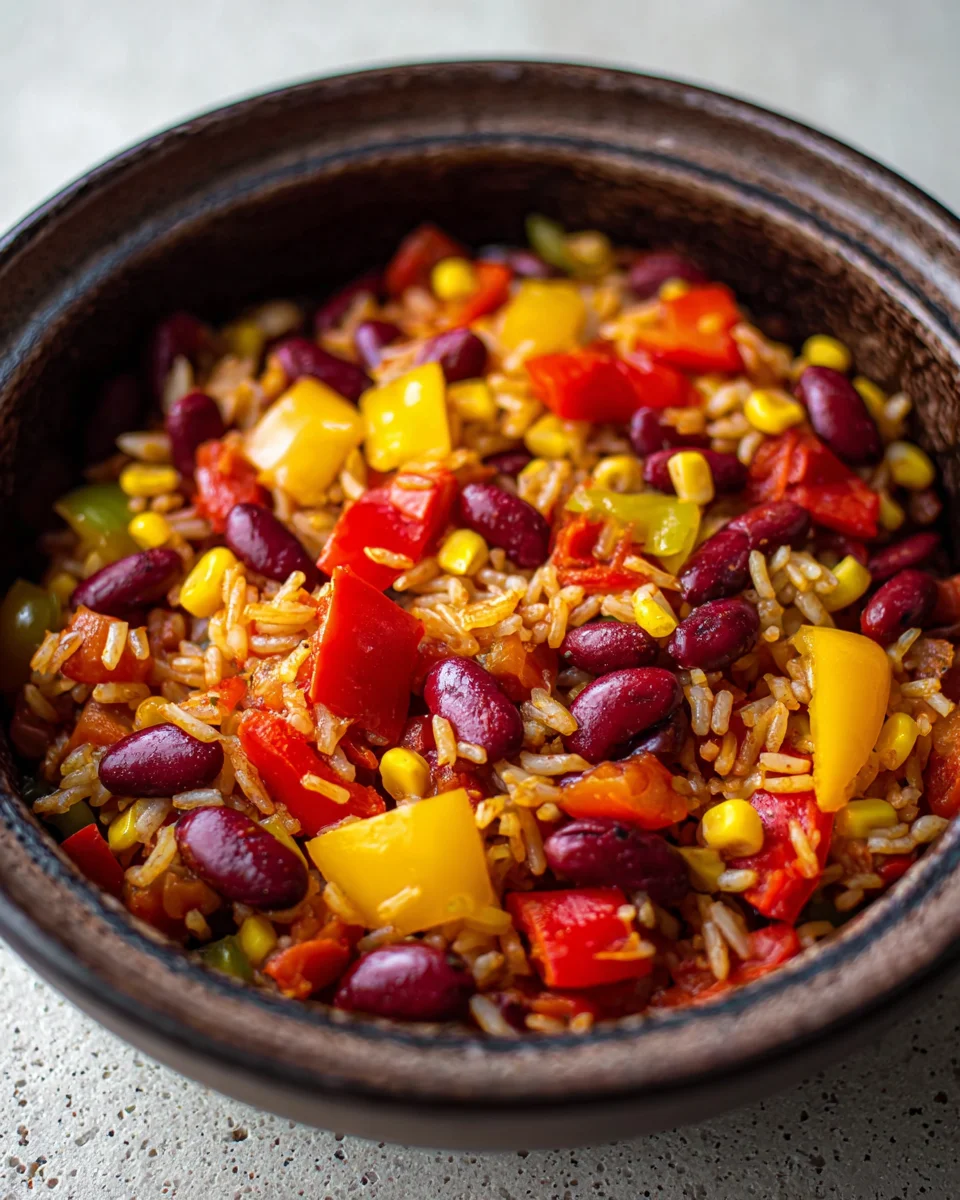 One-Pot-Reis mit Paprika, Bohnen und Mais