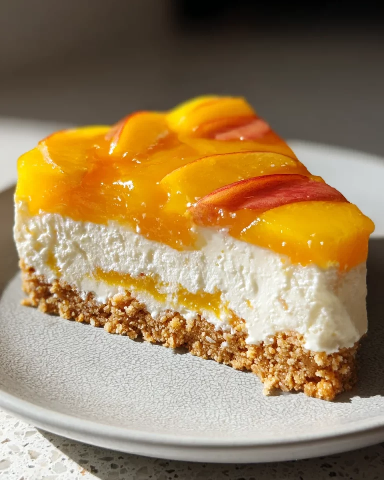 Pfirsichtorte ohne Backen mit Keksboden