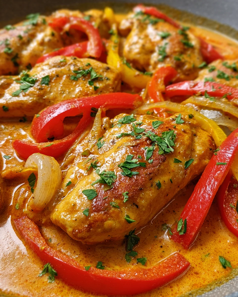 Schlemmer-Hähnchen in Paprika-Rahm-Soße