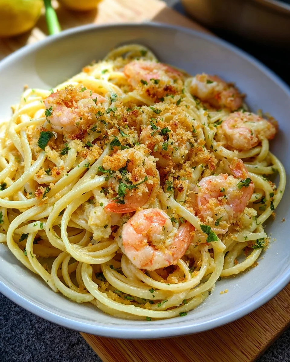 Sommerpasta mit Zitronensauce und Garnelen