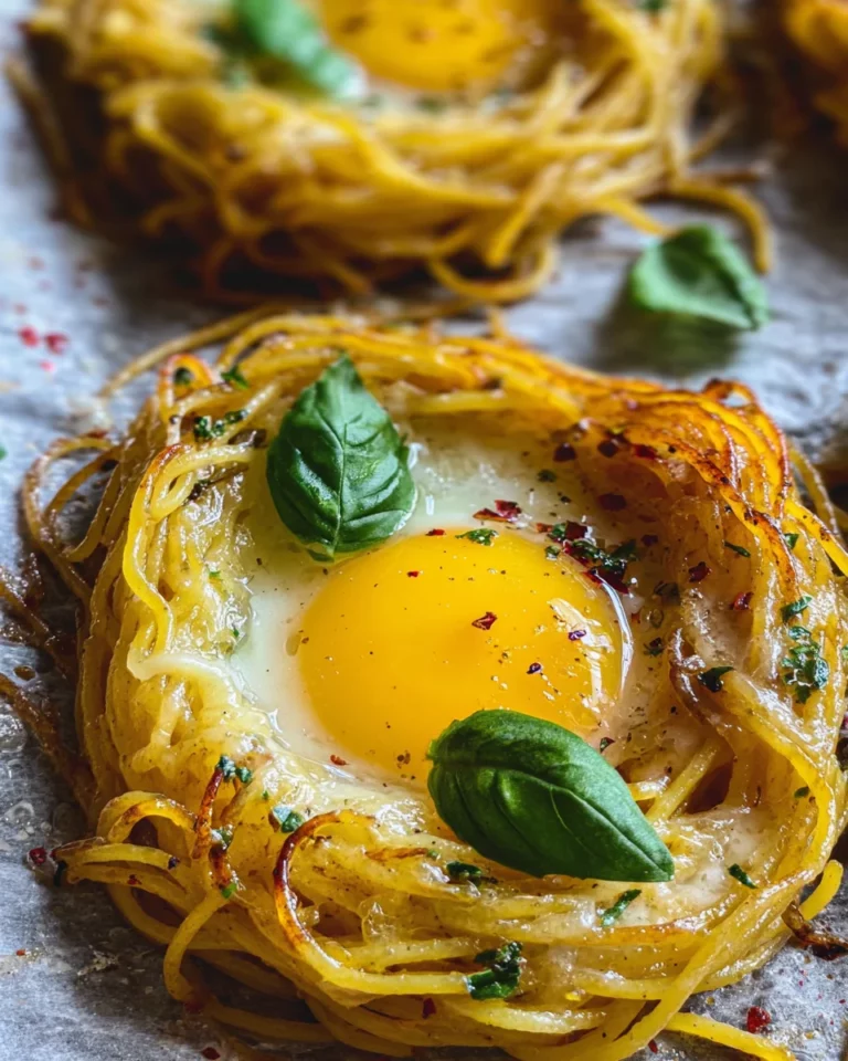Spaghetti Nester mit Ei (schnelles Rezept)