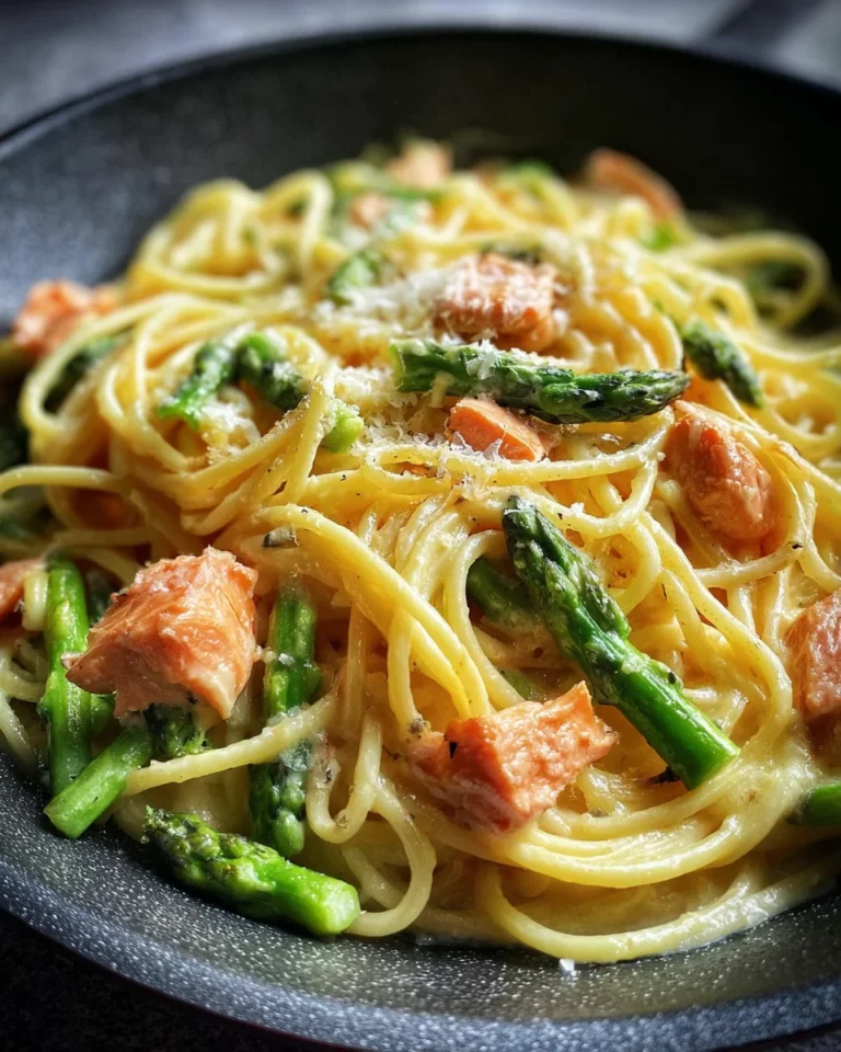 Spaghetti mit Lachs und Spargel