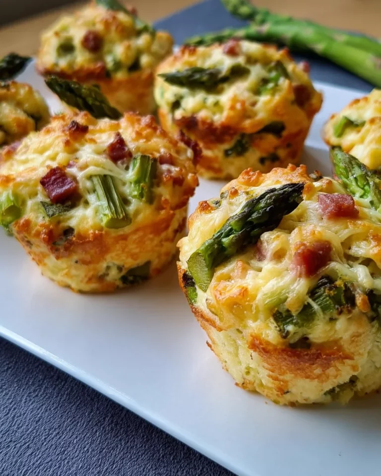 Spargelmuffins mit Schinkenwürfel