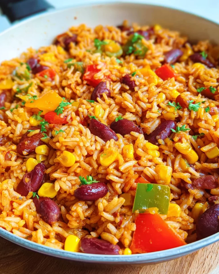 Vegane Mexikanische Reispfanne mit Bohnen & Mais