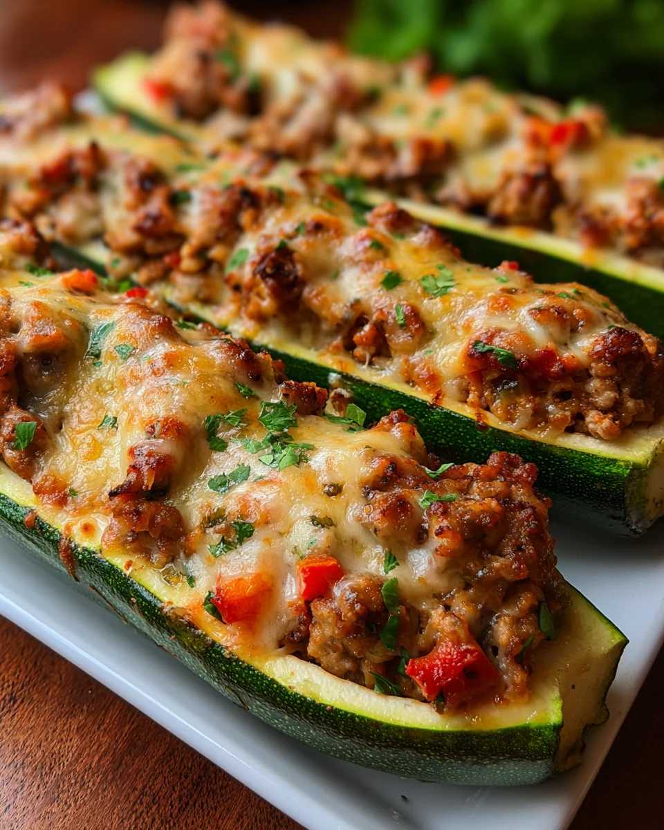 Gefüllte Zucchini Schiffchen