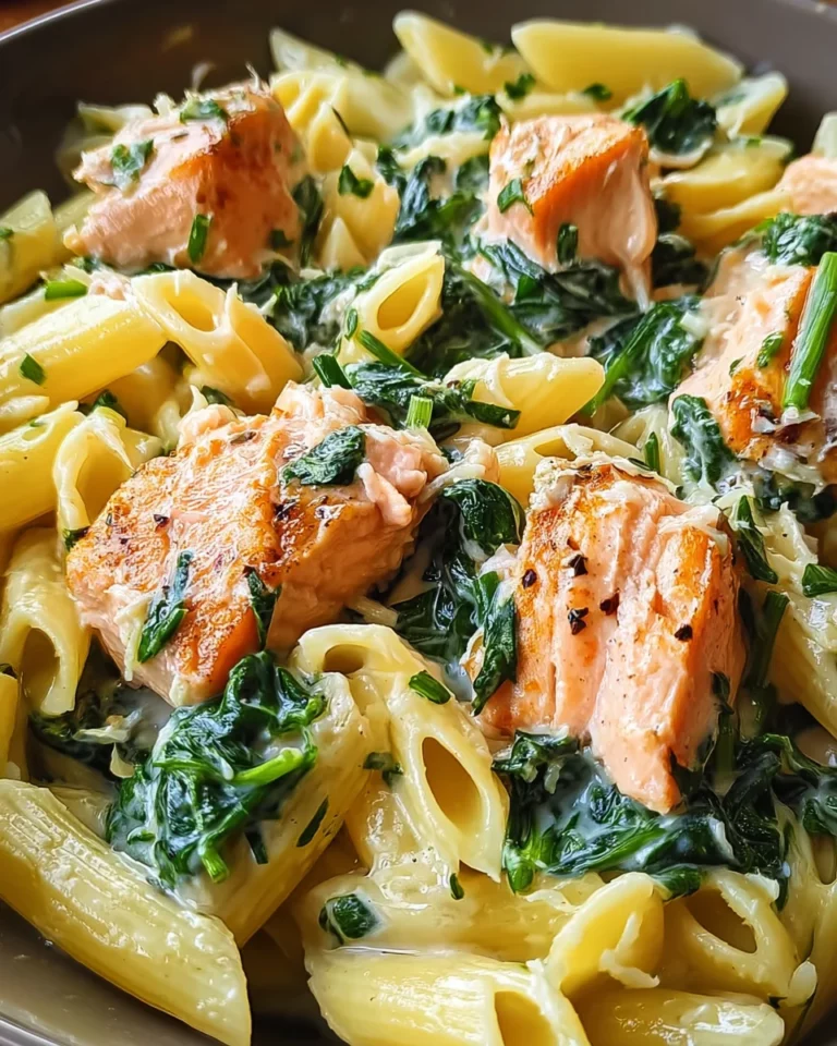 Lachs Pasta mit Spinat in nur 30 Minuten