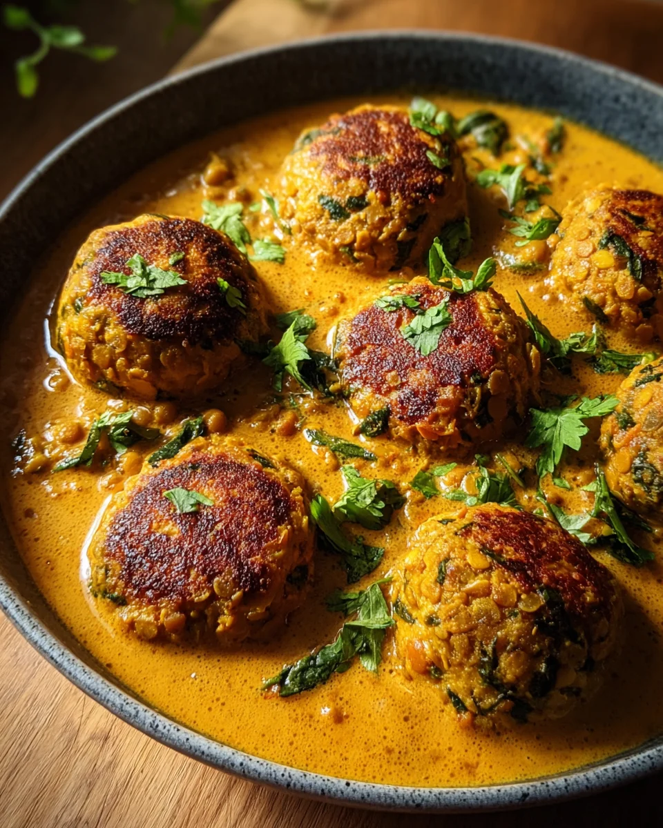 Linsenbällchen in Currysauce