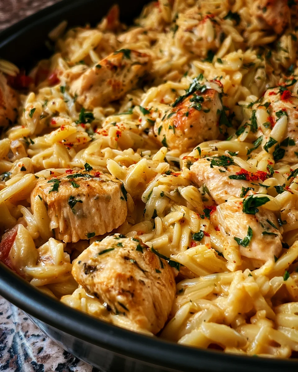 One Pot Orzo Pasta mit Hähnchen