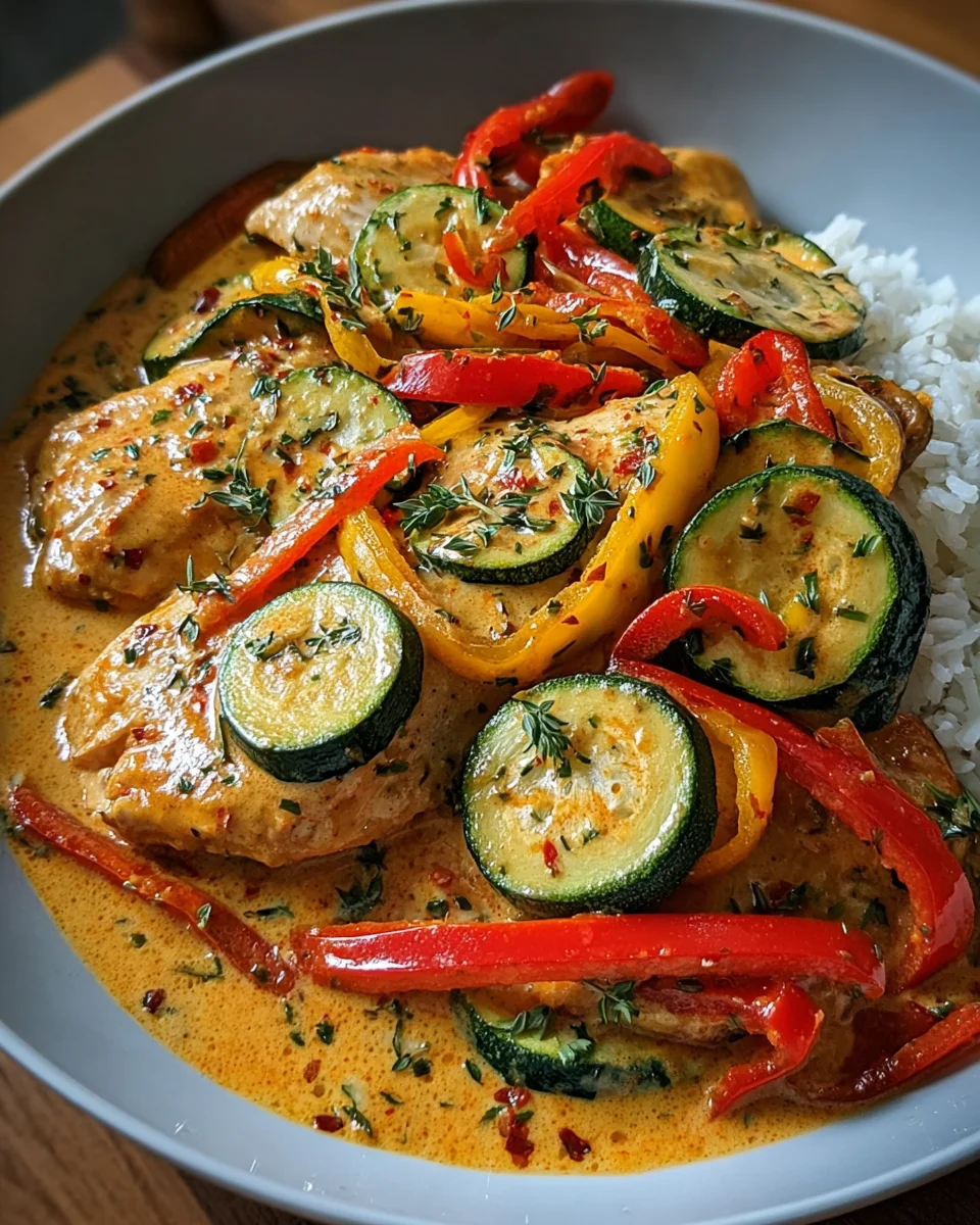 Paprika-Zucchini-Sahne-Hähnchen