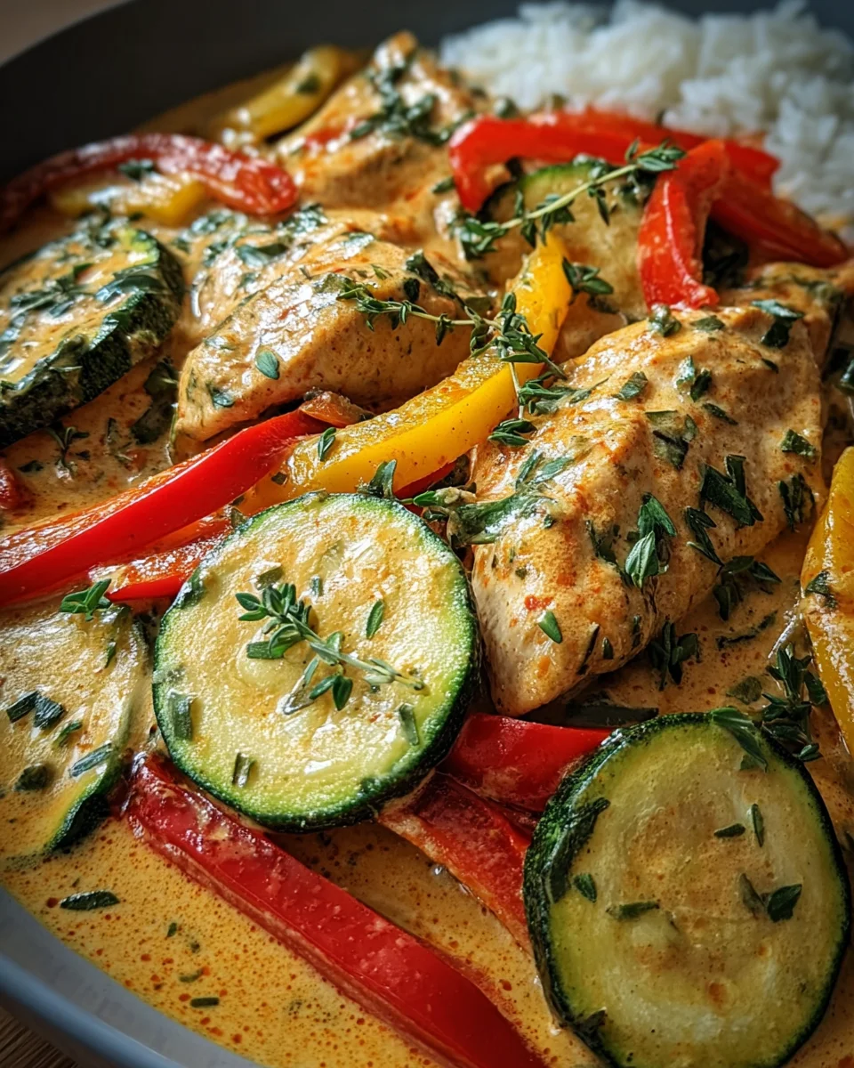 Paprika-Zucchini-Sahne-Hähnchen