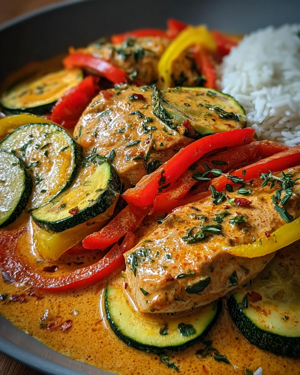 Paprika-Zucchini-Sahne-Hähnchen