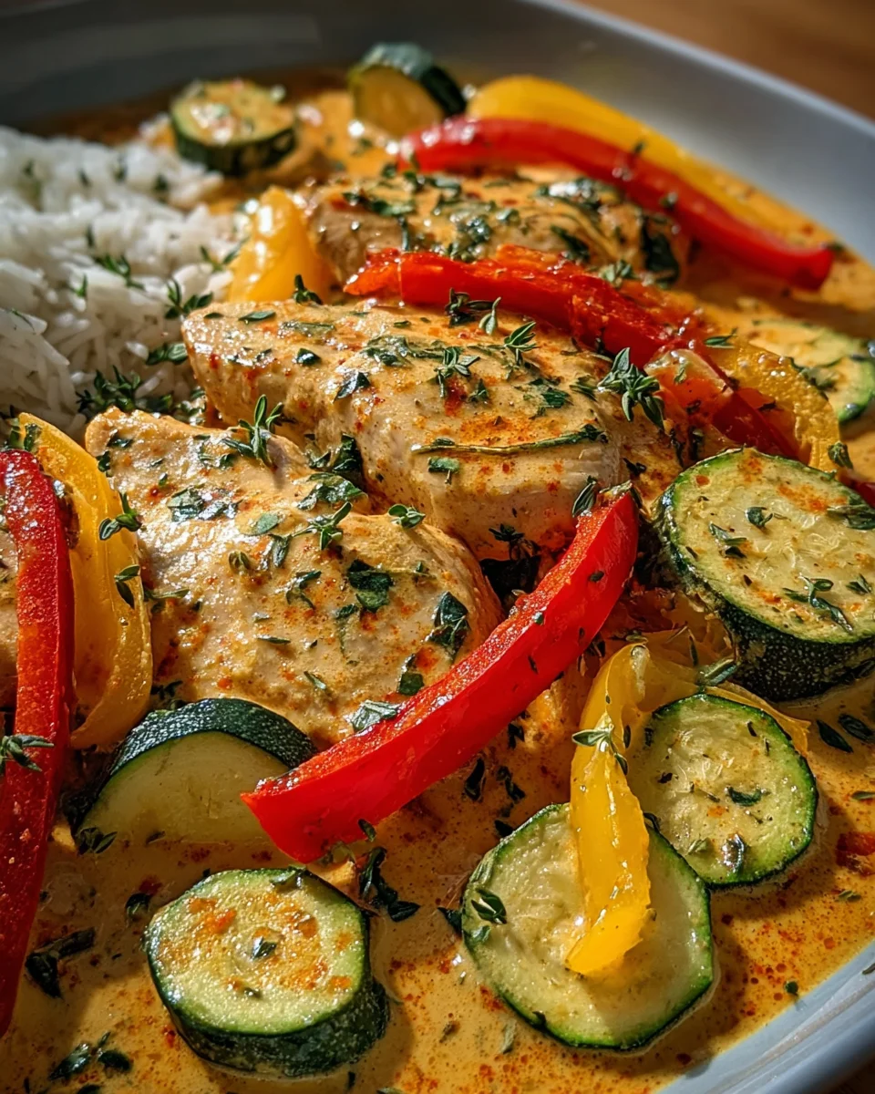 Paprika-Zucchini-Sahne-Hähnchen