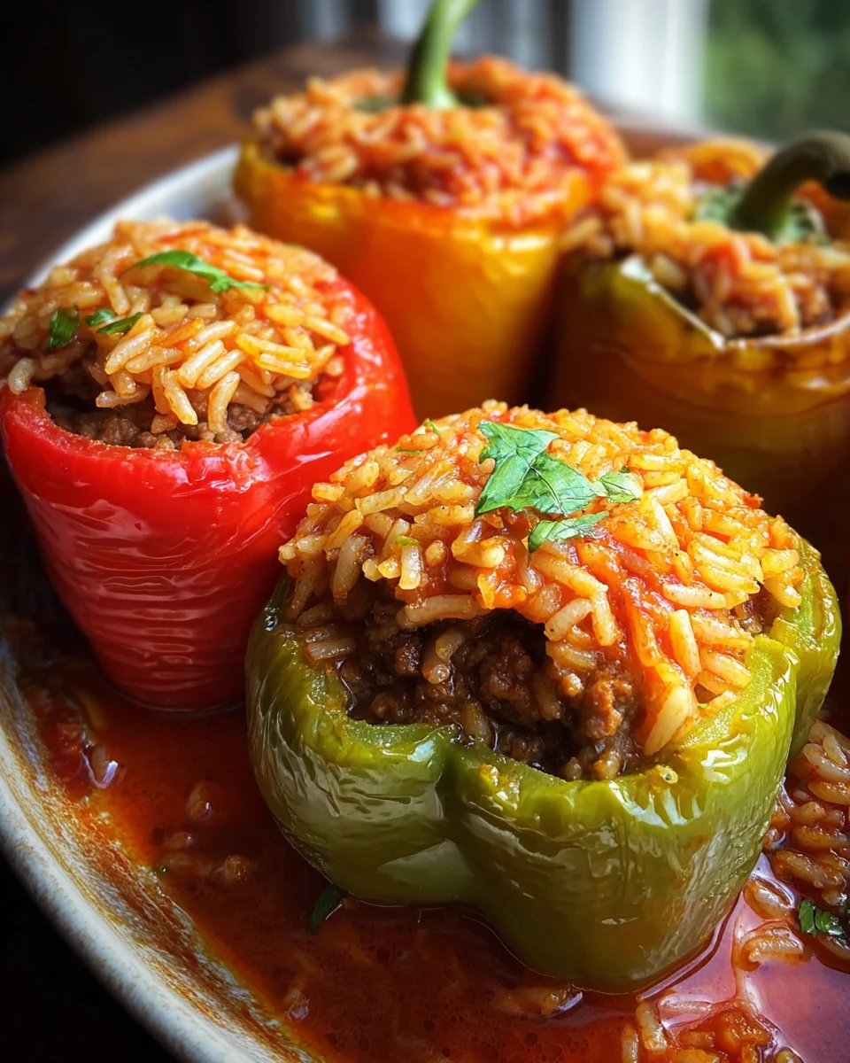 gefüllte Paprika mit Hackfleisch und Reis