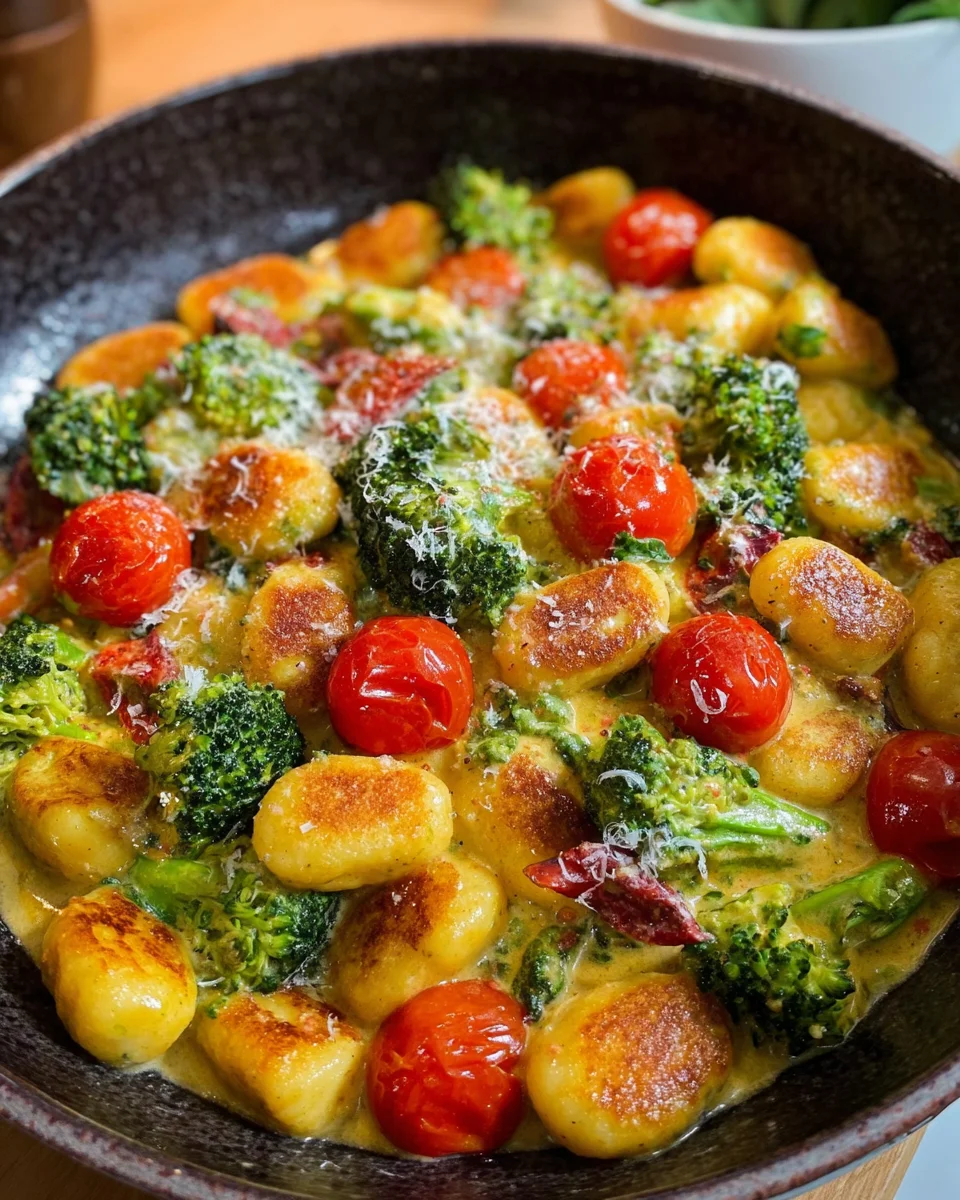 Gnocchi Pfanne mit Brokkoli und Tomaten in Pestorahm