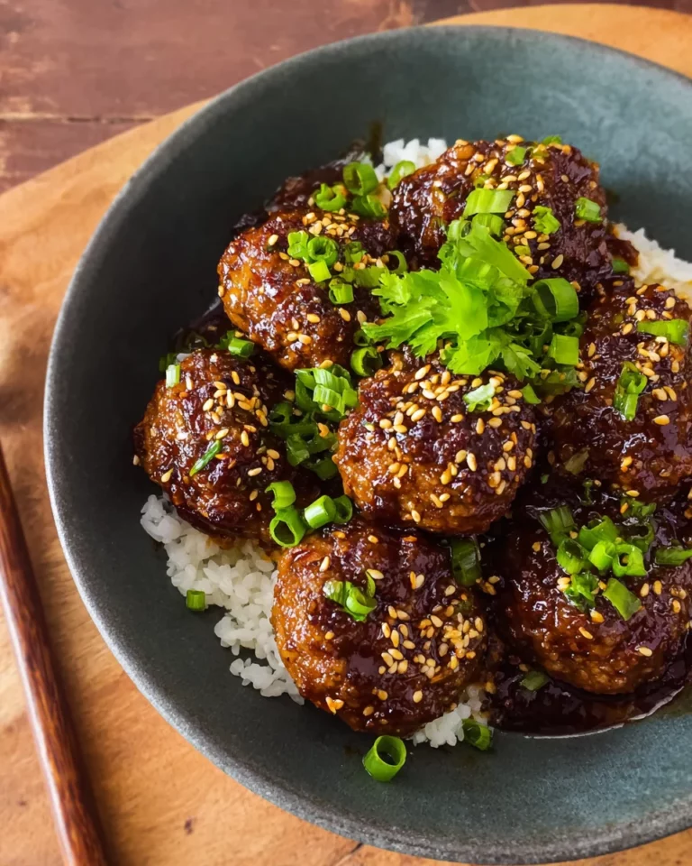 Hackfleischbällchen aus der Pfanne in Sesam-Teriyaki-Sauce (einfaches Rezept)