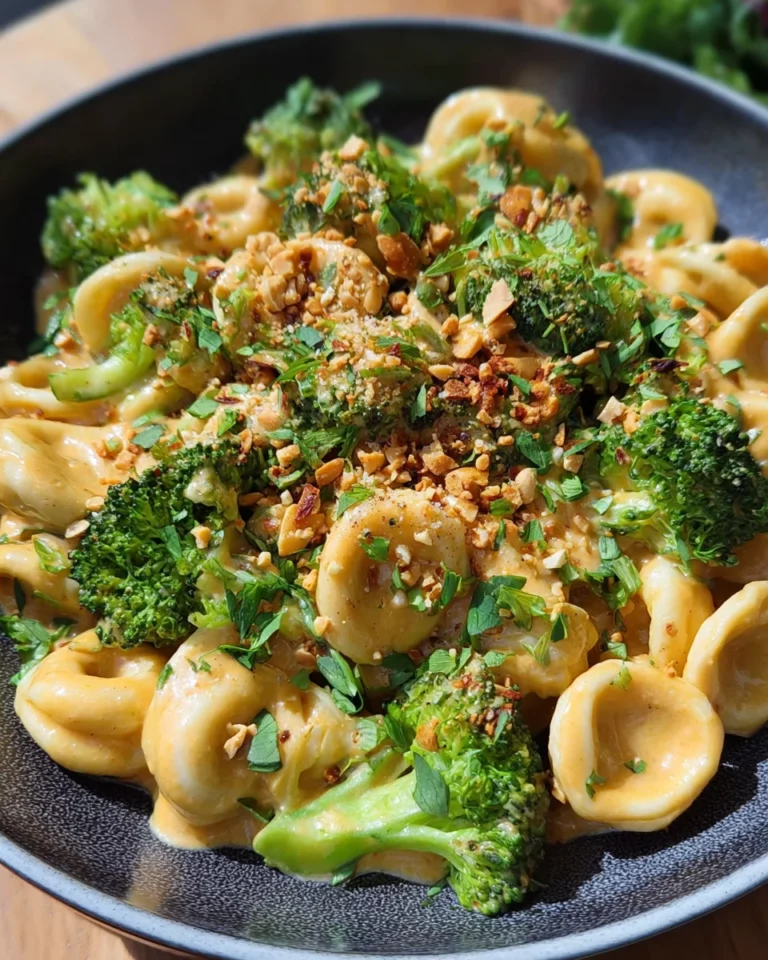 Cremige Erdnuss Brokkoli Orecchiette Pasta