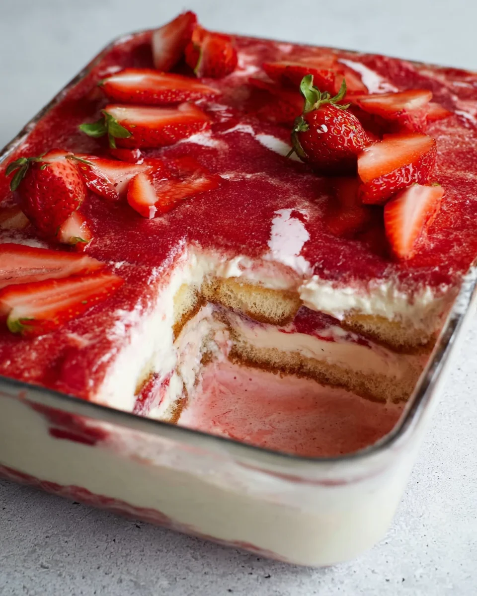 Erdbeertiramisu ohne Mascarpone