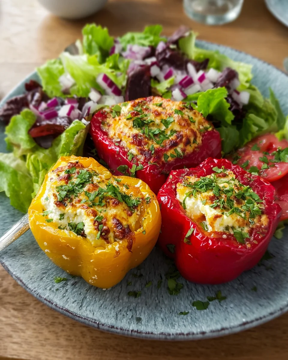 Gefüllte Feta Paprika mit buntem Salat image 2