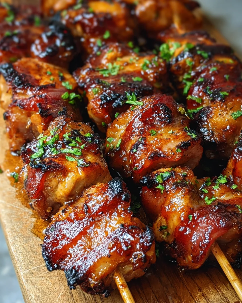Gegrillte Honig-BBQ-Bacon-Hühnchen-Spieße einfach zubereiten image 2