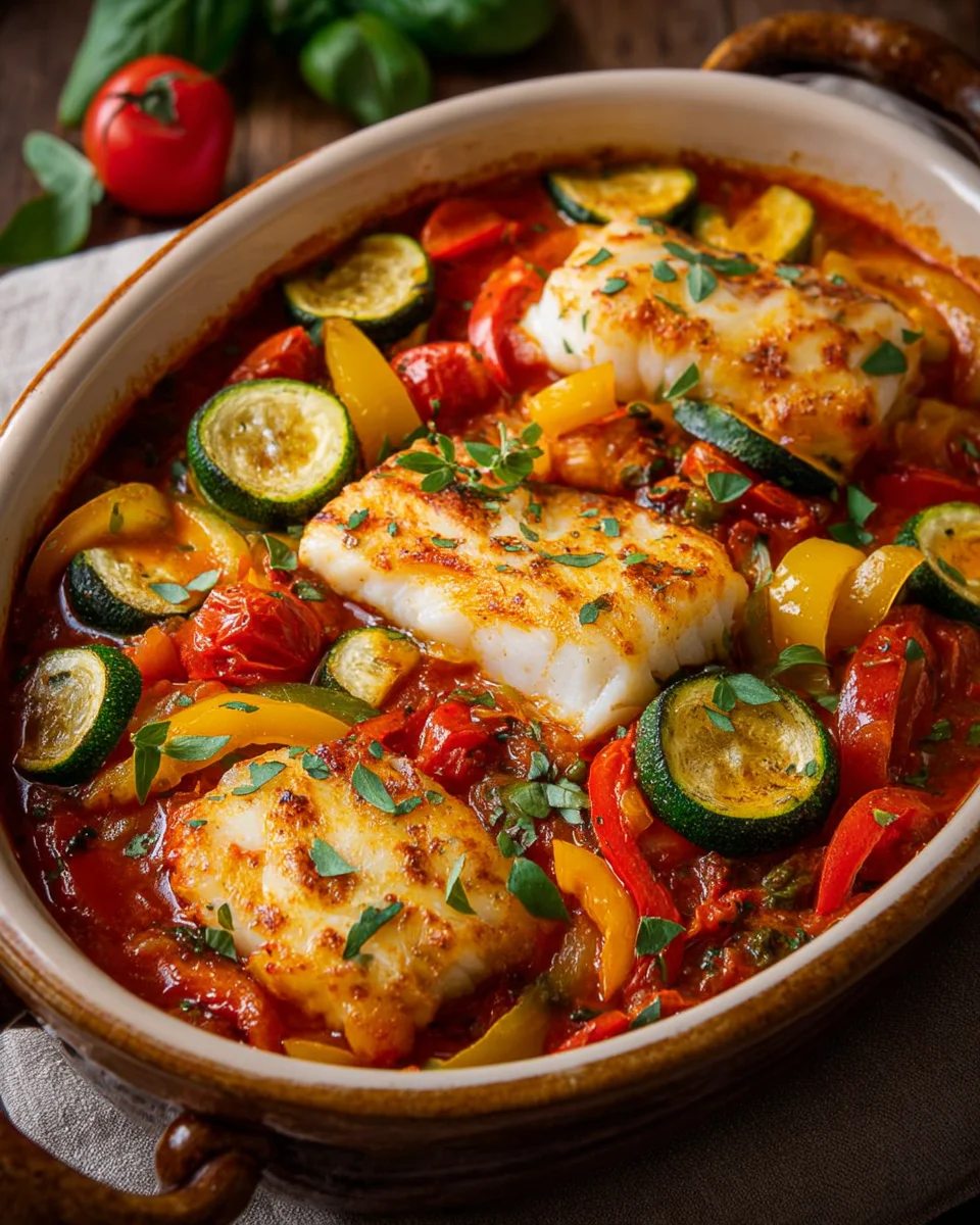 Mediterraner Fischauflauf mit Kabeljau, Paprika & Zucchini image 2