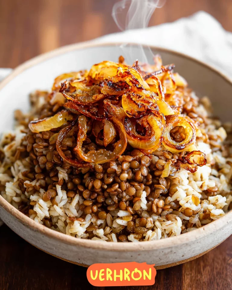 Mujadara (Arabischer Reis mit Linsen und Zwiebeln)