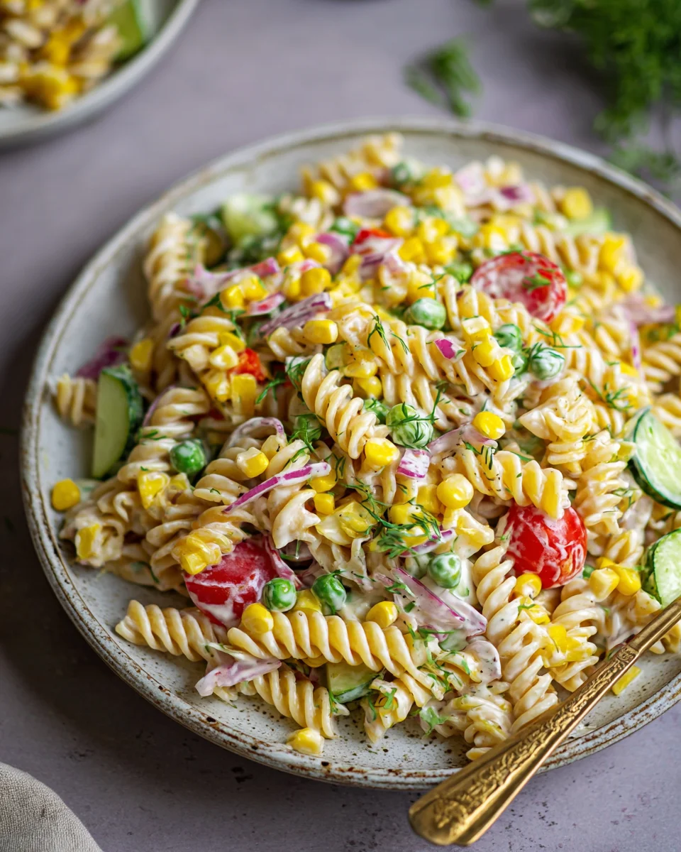 Nudelsalat mit Joghurtdressing