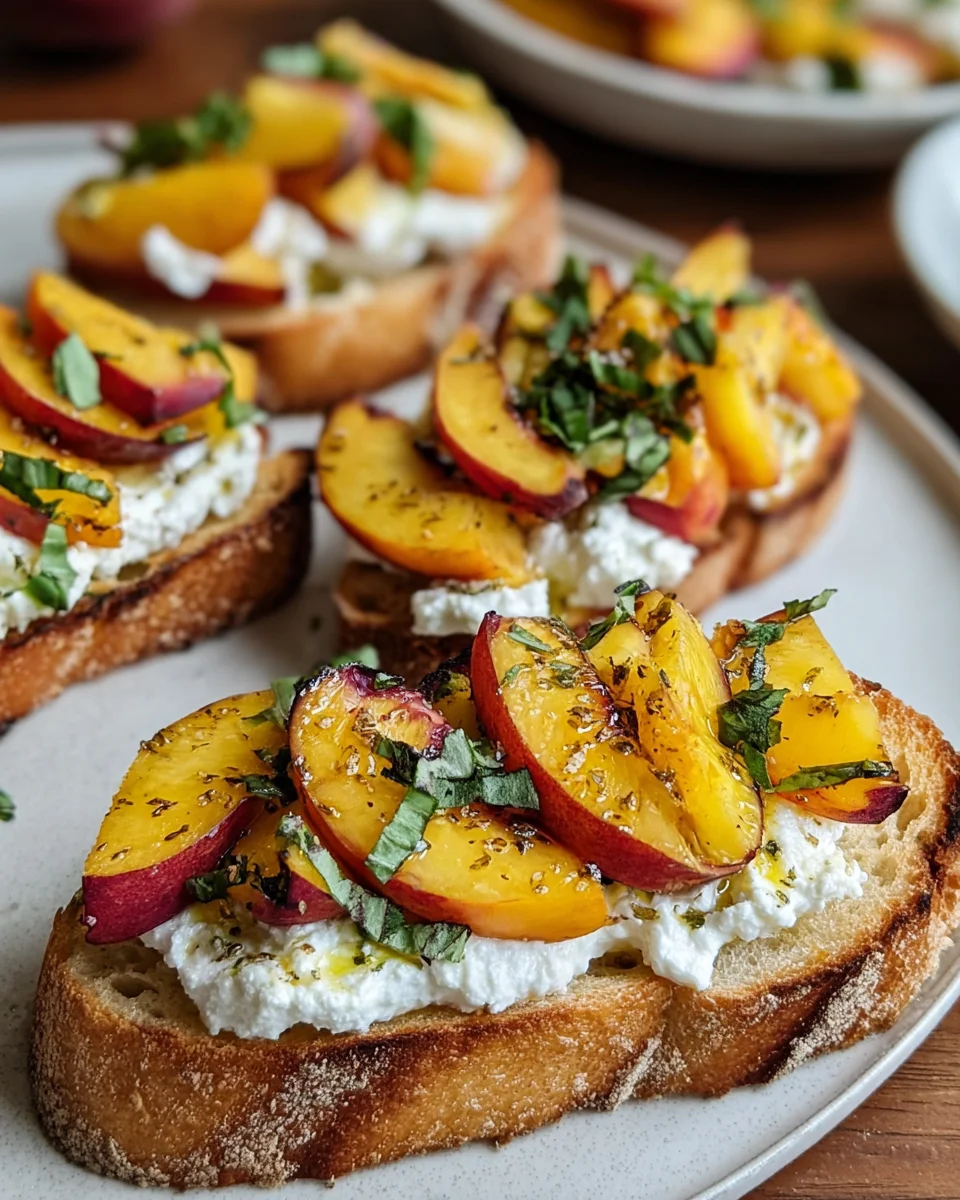 Pfirsich Bruschetta mit geschlagenem Ricotta für den Sommer image 2