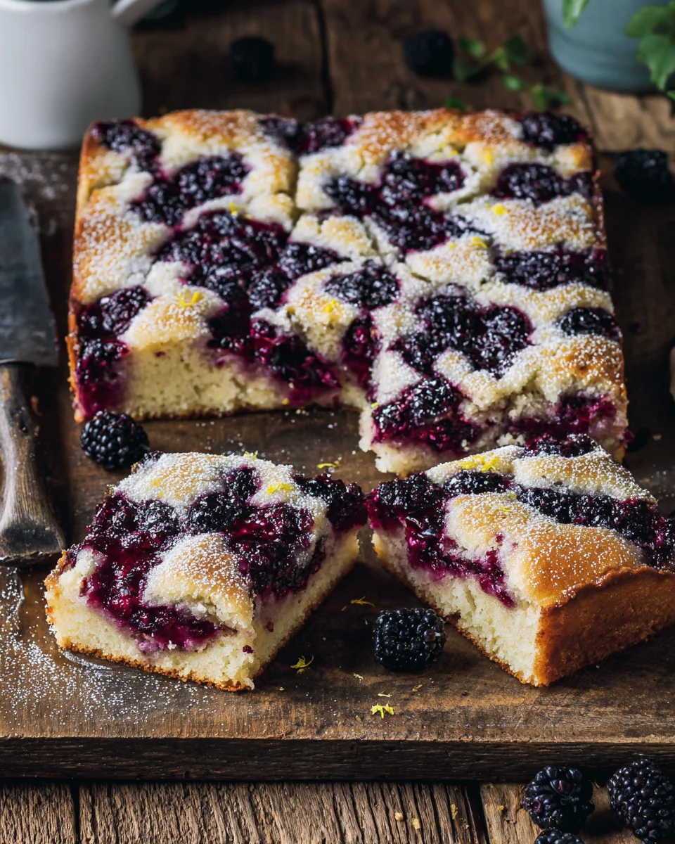 Saftiger Brombeer Rührkuchen vom Blech