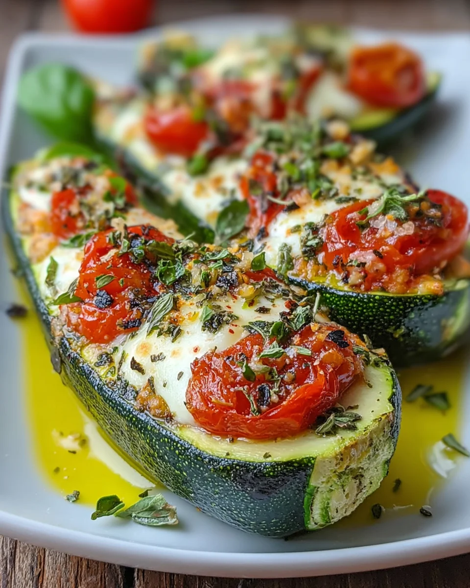 Zucchini gefüllt mit Tomaten Mozzarella einfach selbst gemacht image 2