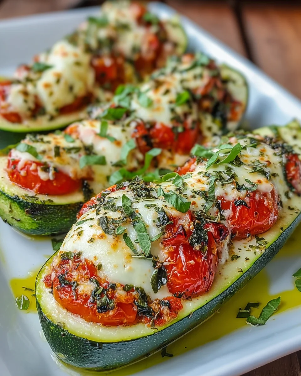 Zucchini gefüllt mit Tomaten Mozzarella einfach selbst gemacht